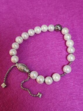 David Yurman Sterling Silver Pearl Bead Braclet